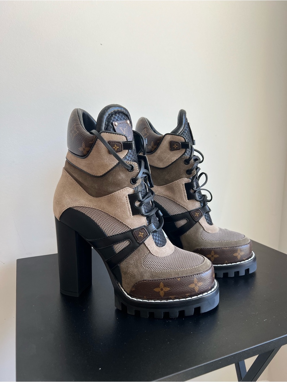 Louis Vuitton Star Trail Monogram Heeled Ankle Boots EU 39